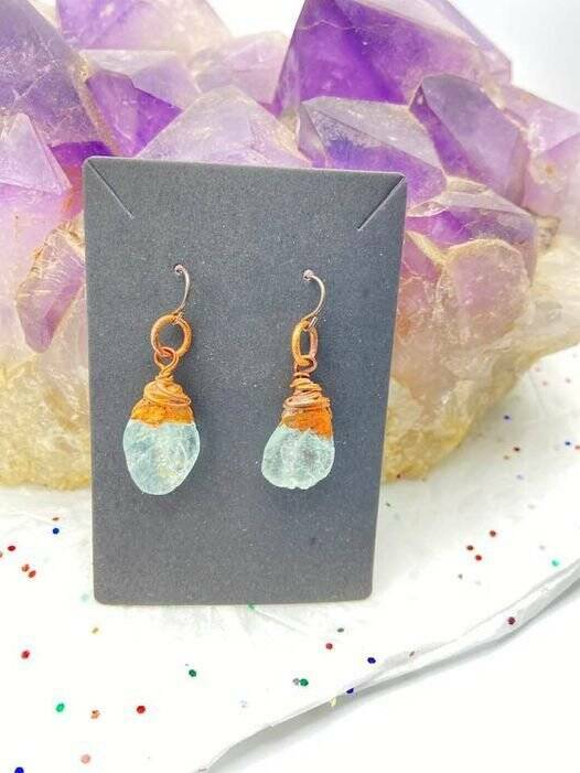 Genuine Aquamarine Earrings Niobium Ear Wires USA