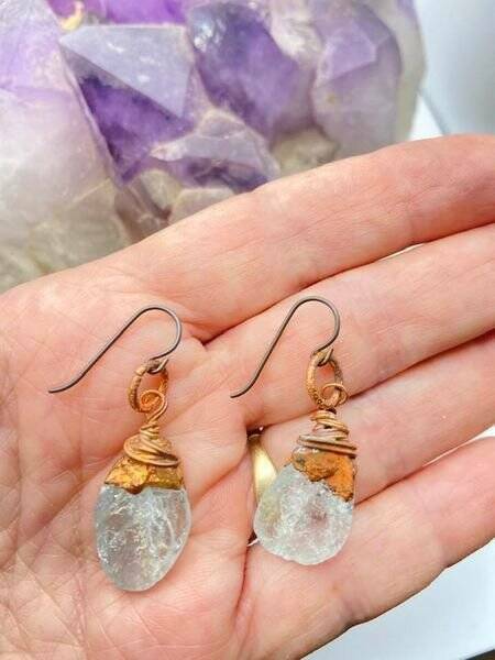 Genuine Aquamarine Earrings Niobium Ear Wires USA