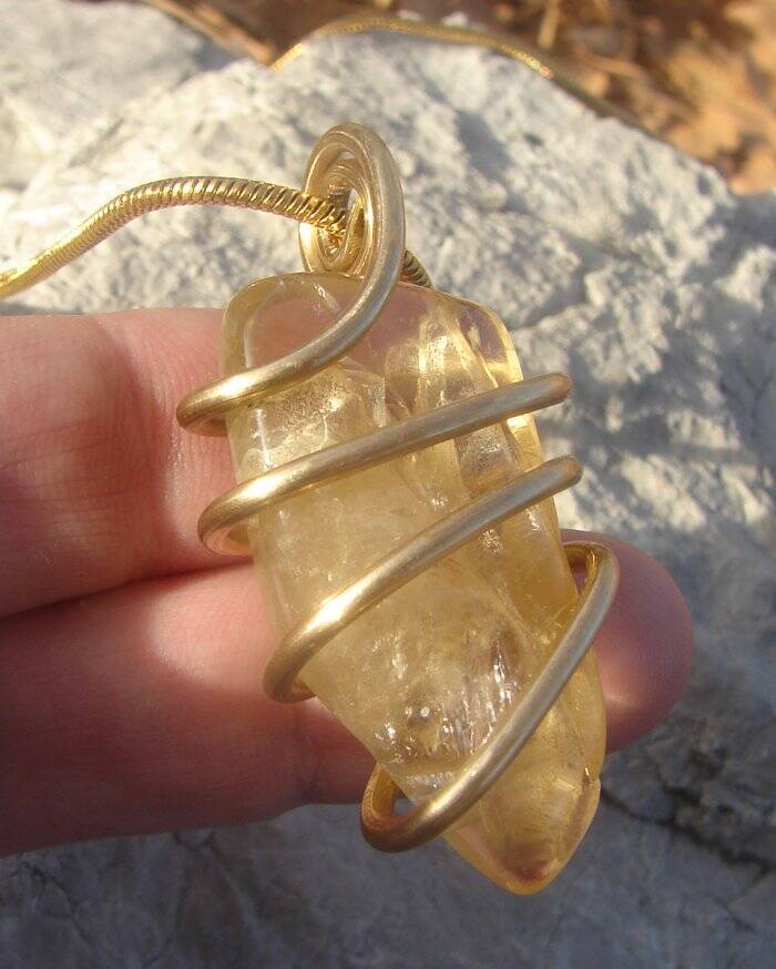 Kundalini African Congo Citrine Lemurian Pendant, Genuine South Africa #310