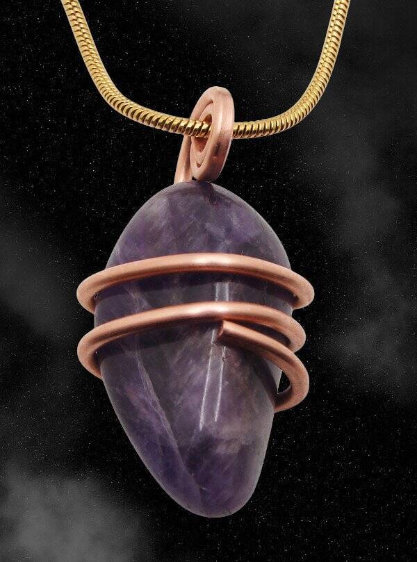 Handmade Crystal Jewelry African Amethyst Pendant Real Crystals Purple #10
