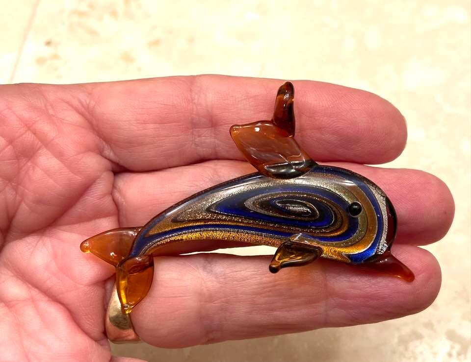 Handblown Glass Dolphin Pendant  Dichroic Glass Pendant -Sea Ocean Pretty 1