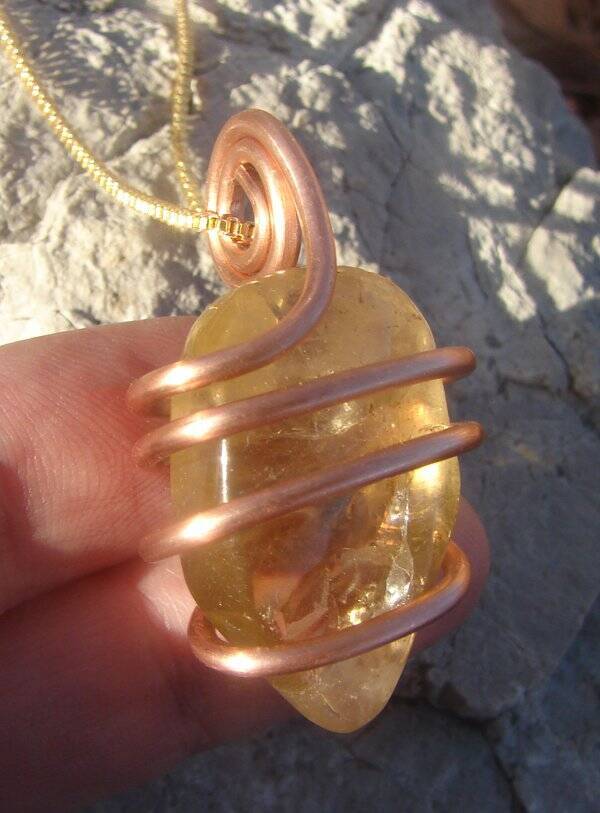 Kundalini African Congo Citrine Lemurian Pendant, Genuine South Africa #320
