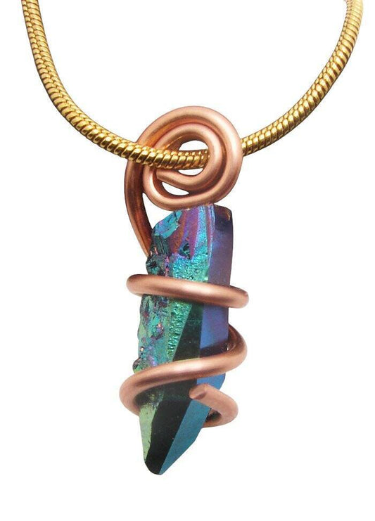 Rainbow Aura Amethyst Cluster Pendant Titanium Crystals Quartz #63