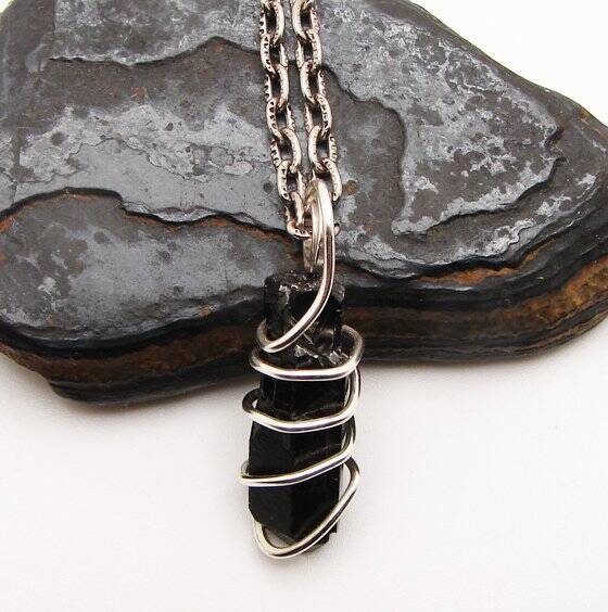 TITANIUM BLACK Lemurian Seed Quartz Crystal Quartz Pendant Sterling Copper #31