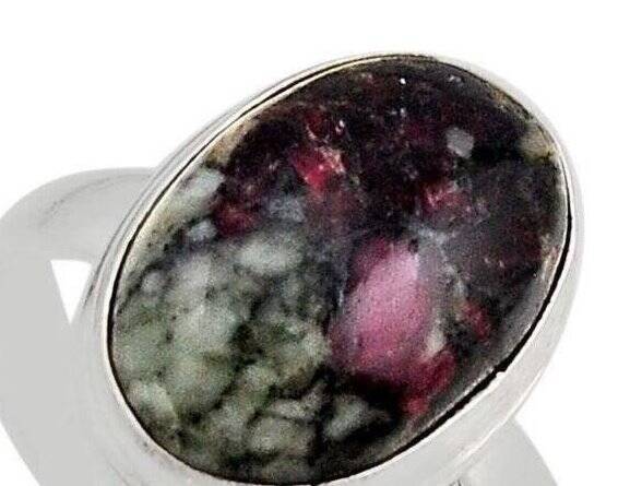 Made in USA Natural Oval 7.14ct Pink Eudialyte Solitaire Ring Size 8.5