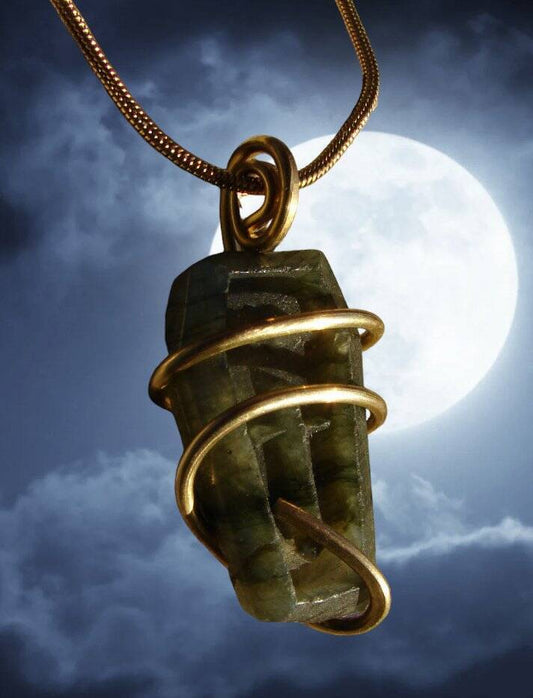 Moon Spirit Coffin Jewelry Labradorite Bronze / Pagan Oracle / Blue Lotus #1
