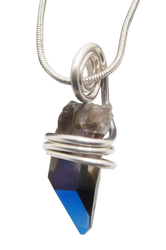 Rainbow Aura Amethyst Cluster Pendant, Titanium Crystals Quartz #58