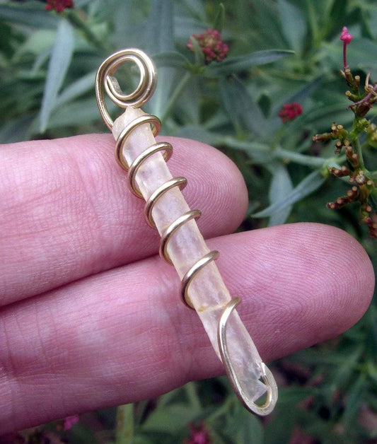 RARE PENDANT NATURAL AGATIZED BAMBOO FROM JAVA MERLIN'S GOLD #13