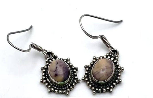 HAND FORGED BROWN JASPER SS STERLING SILVER EARRINGS VITALITY #18