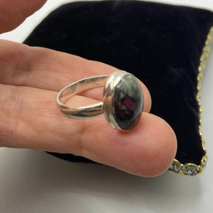 Made in USA Natural Oval 7.14ct Pink Eudialyte Solitaire Ring Size 8.5