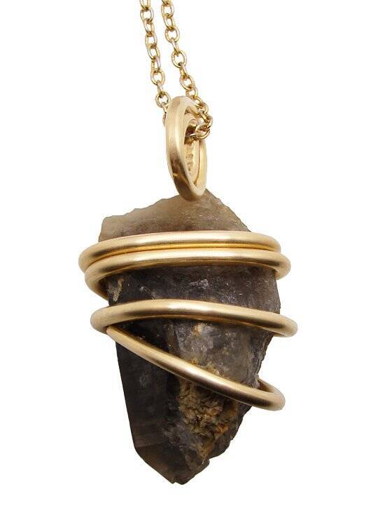 RARE BLACK DRAGON QUARTZ PENDANT IN BRONZE MERLIN'S GOLD 460