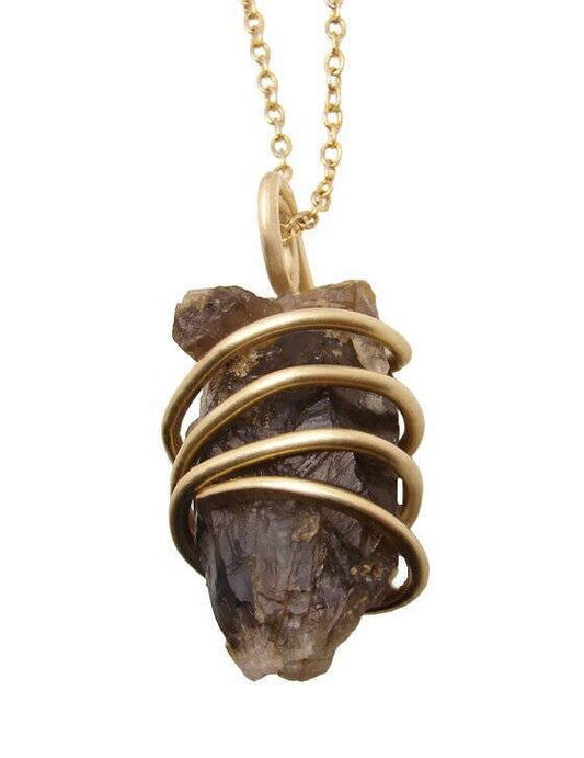 RARE BLACK DRAGON QUARTZ PENDANT IN BRONZE MERLIN'S GOLD #906