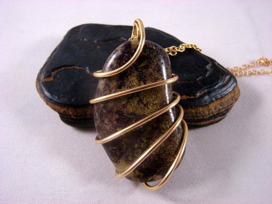 Hand Forged Dragonstone Pendant in Merlin's Gold Bronze Africa #16