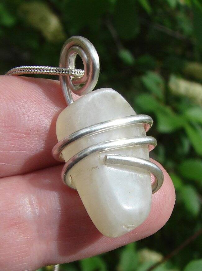 Real Crystals, Rainbow Moonstone Necklace, Crown Chakra Pendant Silver #15