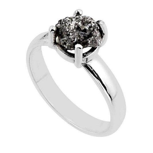 Natural Rough 2.78ct Black Diamond Ring
