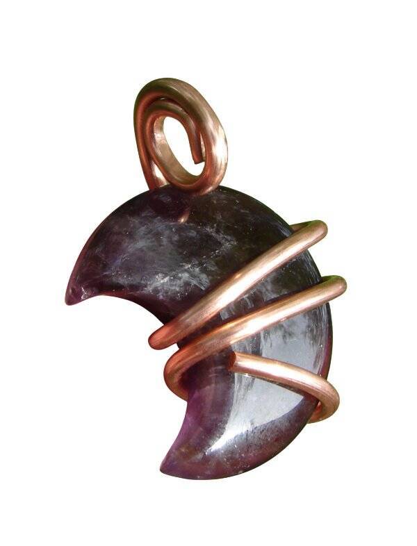Handmade Crystal Jewelry African Amethyst Moon Pendant Real Crystals Purple #5