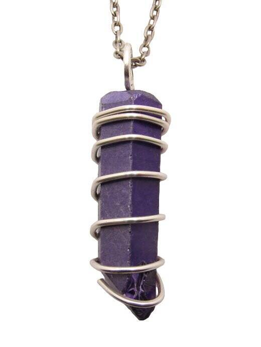 Rare Violet Purple Aura Lemurian Seed Quartz Pendant Sterling Silver Copper #65