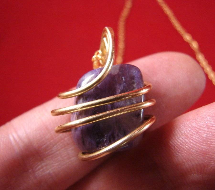 SALE Grape Purple Russian Charoite Pendant Bronze Merlin's Gold 21