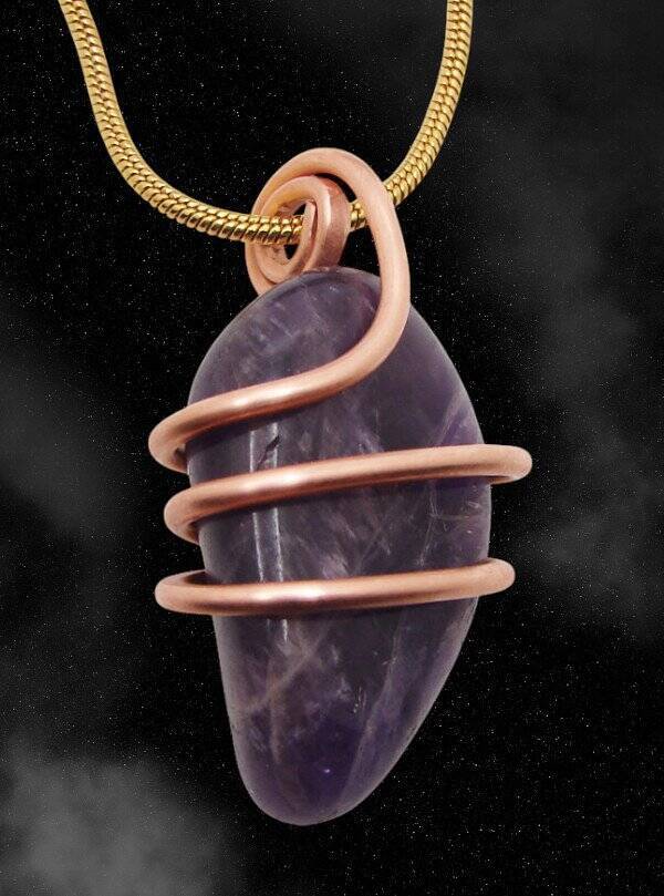 Handmade Crystal Jewelry African Amethyst Pendant Real Crystals Purple #10