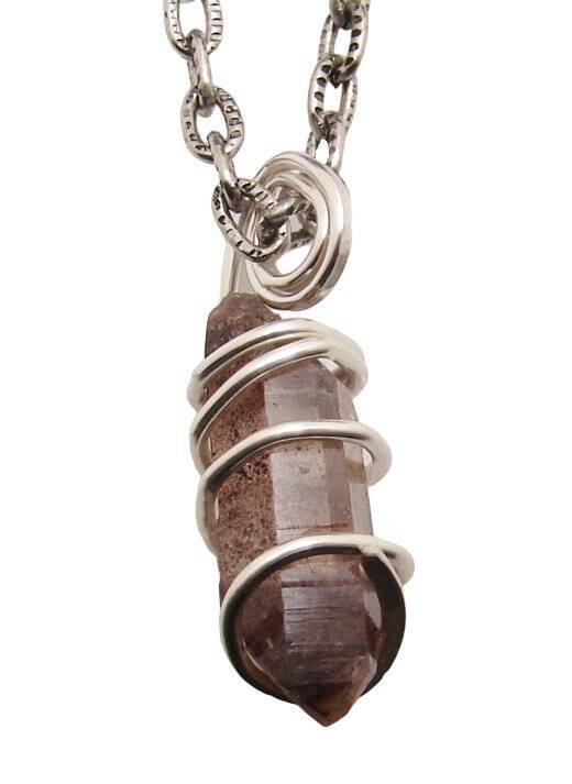 RARE BLACK DRAGON QUARTZ PENDANT IN SILVER PLATED COPPER #603