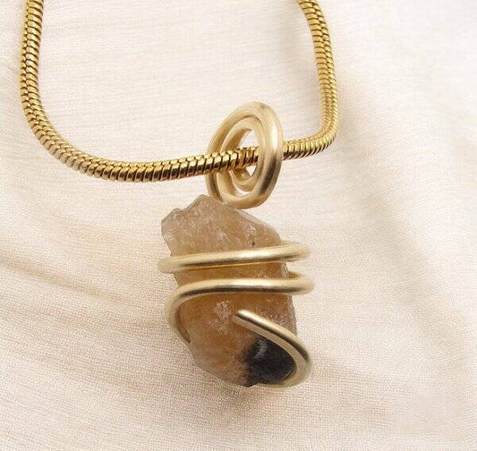 RARE AFRICAN CONGO LEMURIAN NATURAL CITRINE KUNDALINI QUARTZ PENDANT #100