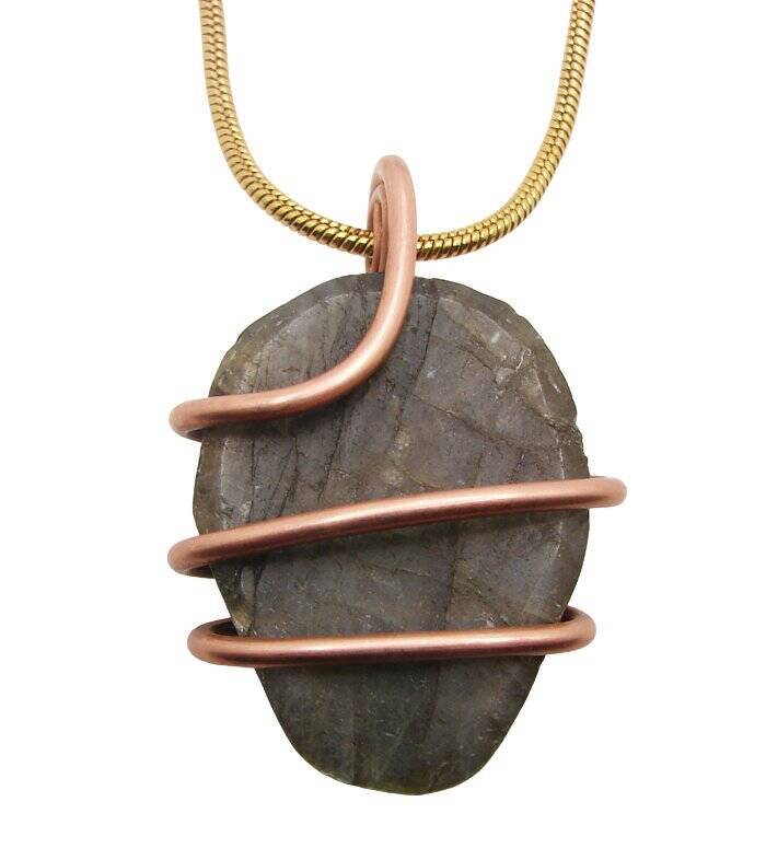 Moon Spirit Skull Jewelry Labradorite Copper / Pagan Oracle / Blue Lotus #3