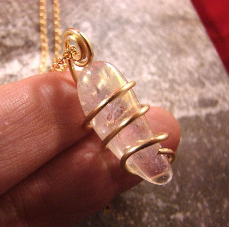 FANTASY AURA TITANIUM CRYSTALAMULET NECKLACE BRONZE GOLD REIKI #13