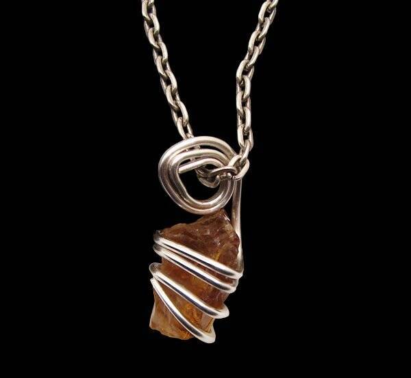 RARE AFRICAN CONGO LEMURIAN NATURAL CITRINE KUNDALINI QUARTZ WAND PENDANT #43