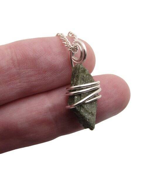 Green Heulandite Crystal Necklace Zeolite Crystal Handmade Jewelry #10