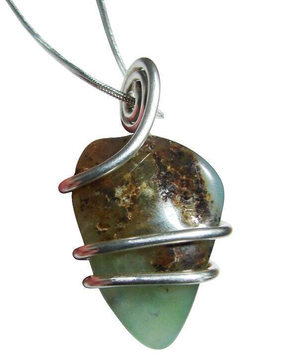 Real Crystals CHRYSOCOLLA PENDANT Handmade Talisman Stress Reliever Calm #20
