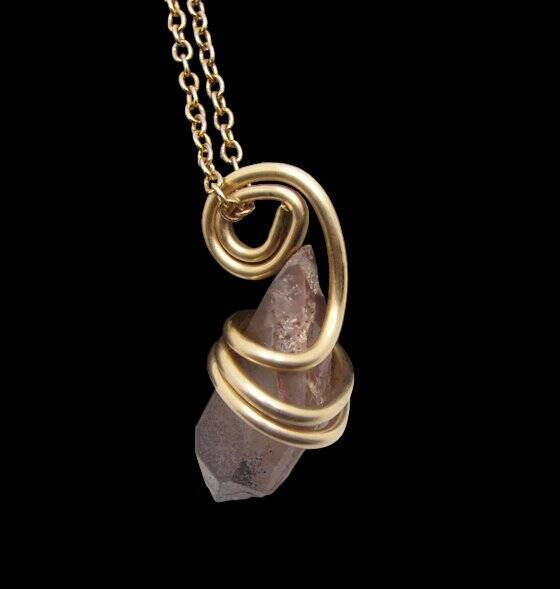 RARE BLACK DRAGON QUARTZ PENDANT IN BRONZE MERLIN'S GOLD 550