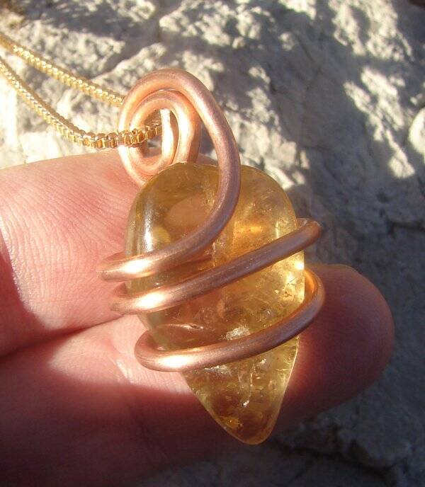 Kundalini African Congo Citrine Lemurian Pendant, Genuine South Africa #322