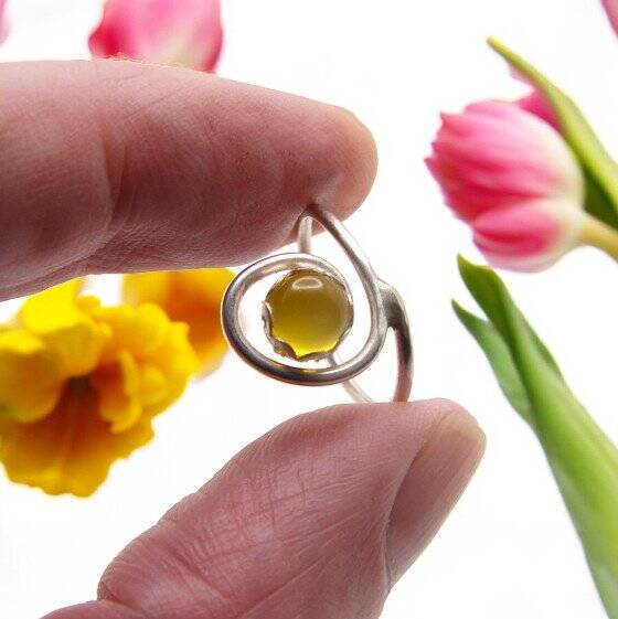 ENERGY RING JEWELRY ~VISIONS~ CITRINE RING STERLING SILVER SS BAND SIZE 5.25 #1