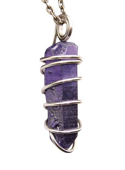 Rare Violet Purple Aura Lemurian Seed Quartz Pendant Sterling Silver Copper #61