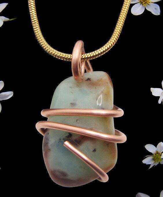Real Crystals CHRYSOCOLLA PENDANT Handmade Talisman Stress Reliever Calm #17