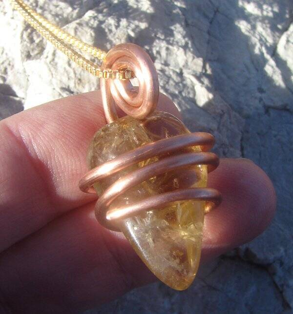 Kundalini African Congo Citrine Lemurian Pendant, Genuine South Africa #322
