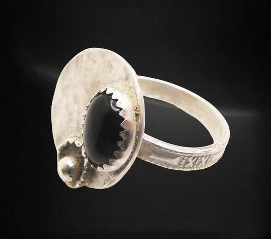 ENERGY RING JEWELRY ~VISIONS~ BLACK ONYX STERLING SILVER SS SIZE 6.5 #1