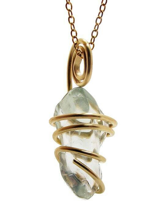 PRASIOLITE POWERFUL GORGEOUS GREEN AURA CRYSTAL PENDANT MERLIN'S GOLD #2
