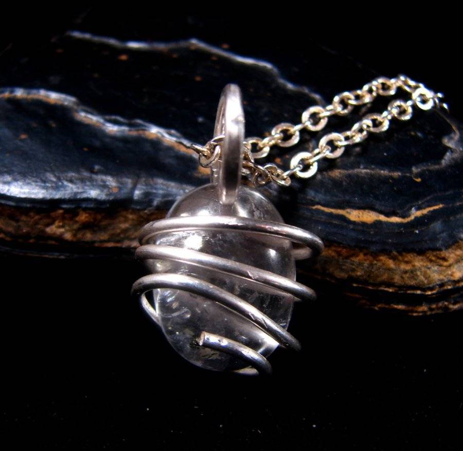 QUARTZ with INCLUSIONS Pendant SS Sterling Silver 5