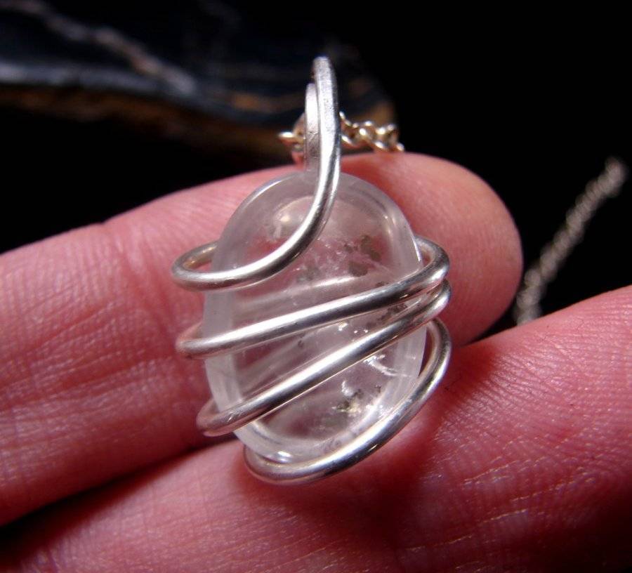 QUARTZ with INCLUSIONS Pendant SS Sterling Silver 5